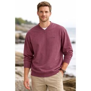 L.L. Bean Mens Mauve V Neck Pullover Sweatshirt Classic Outdoor Size XL